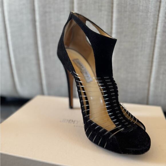 Jimmy Choo “Taste” Black Suede with Fishline heels - 40.5 - Picture 7 of 16